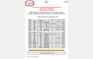 2ème journée des Championnats Départementaux Dimanche 31 Mai 2026 Stade Roger Colas - Coulaines